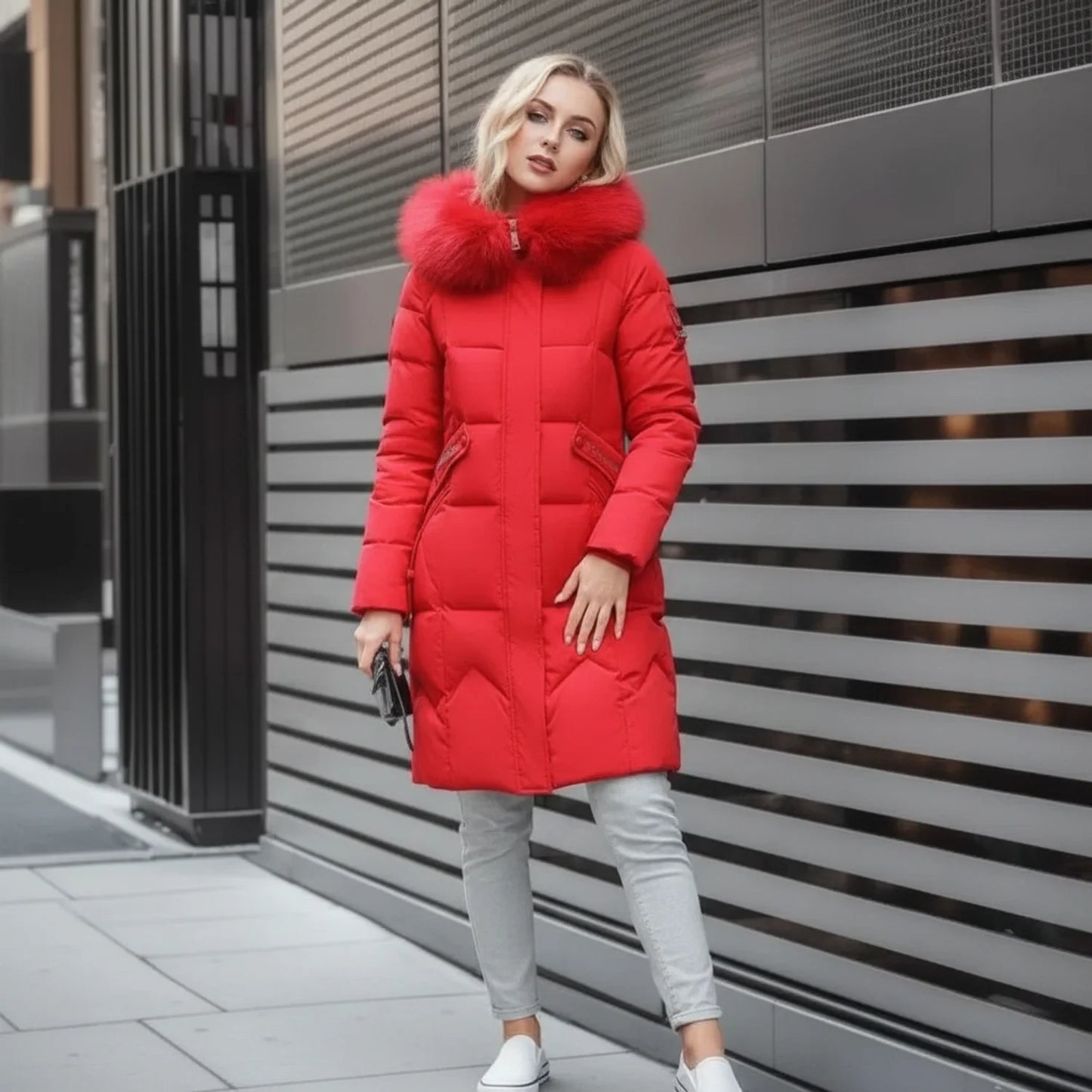 Hooded Puffer Coat for Women AI replaced image