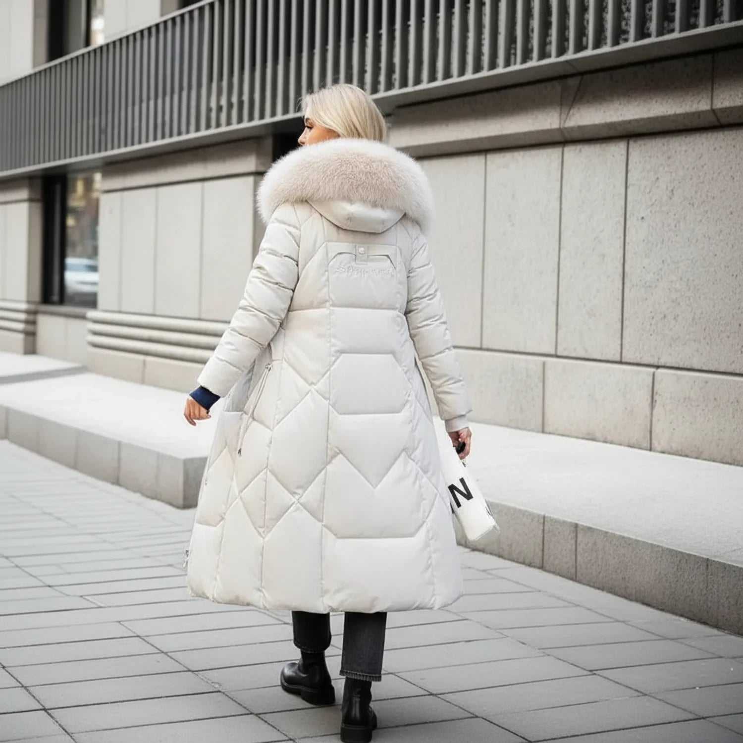 Hooded Puffer Coat for Women AI replaced image