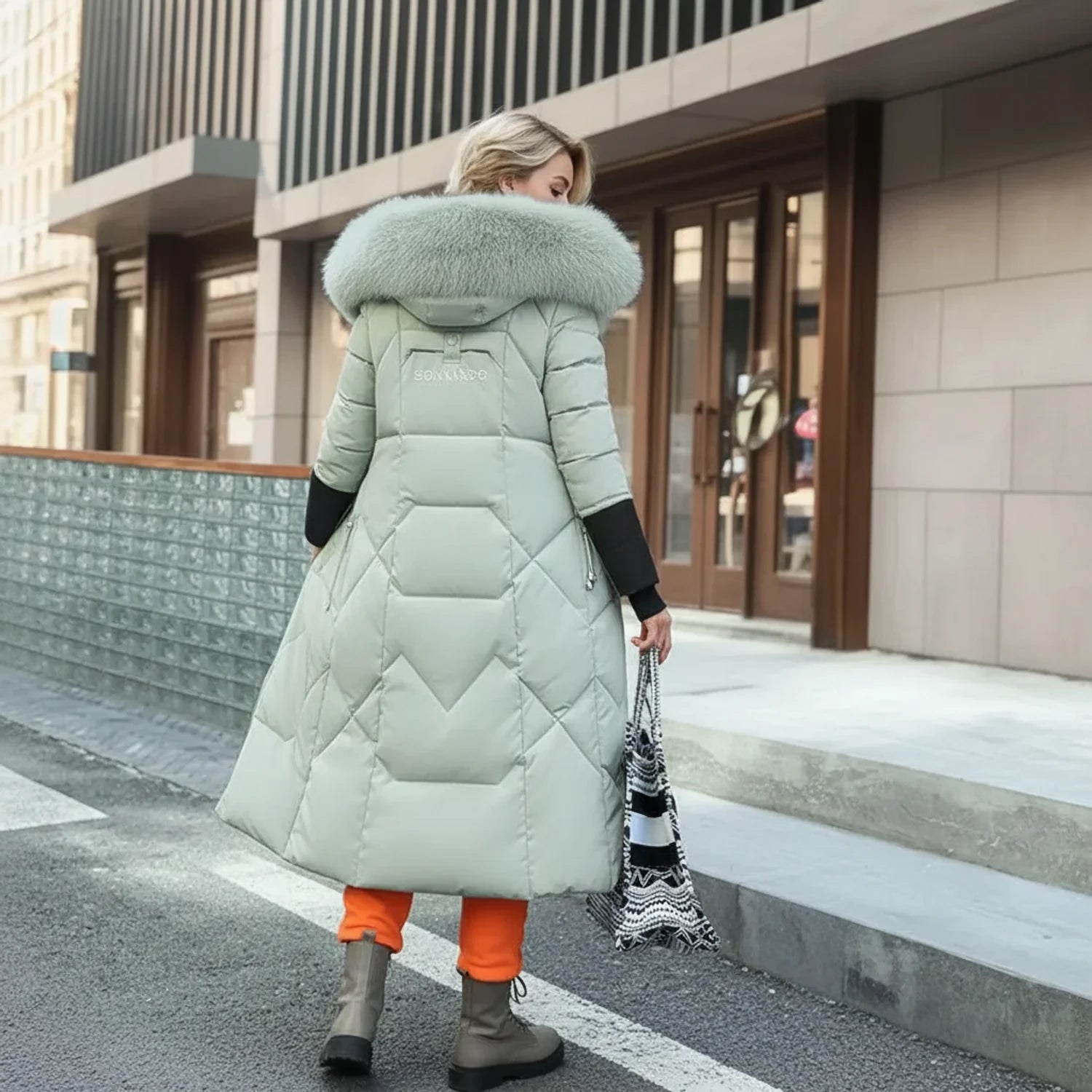 Hooded Puffer Coat for Women AI replaced image