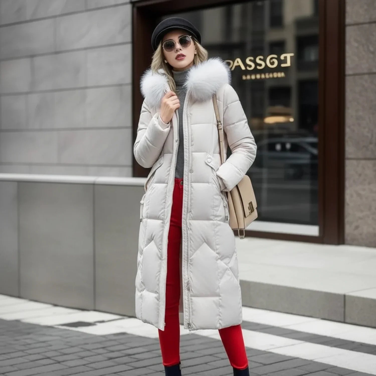 Hooded Puffer Coat for Women AI replaced image