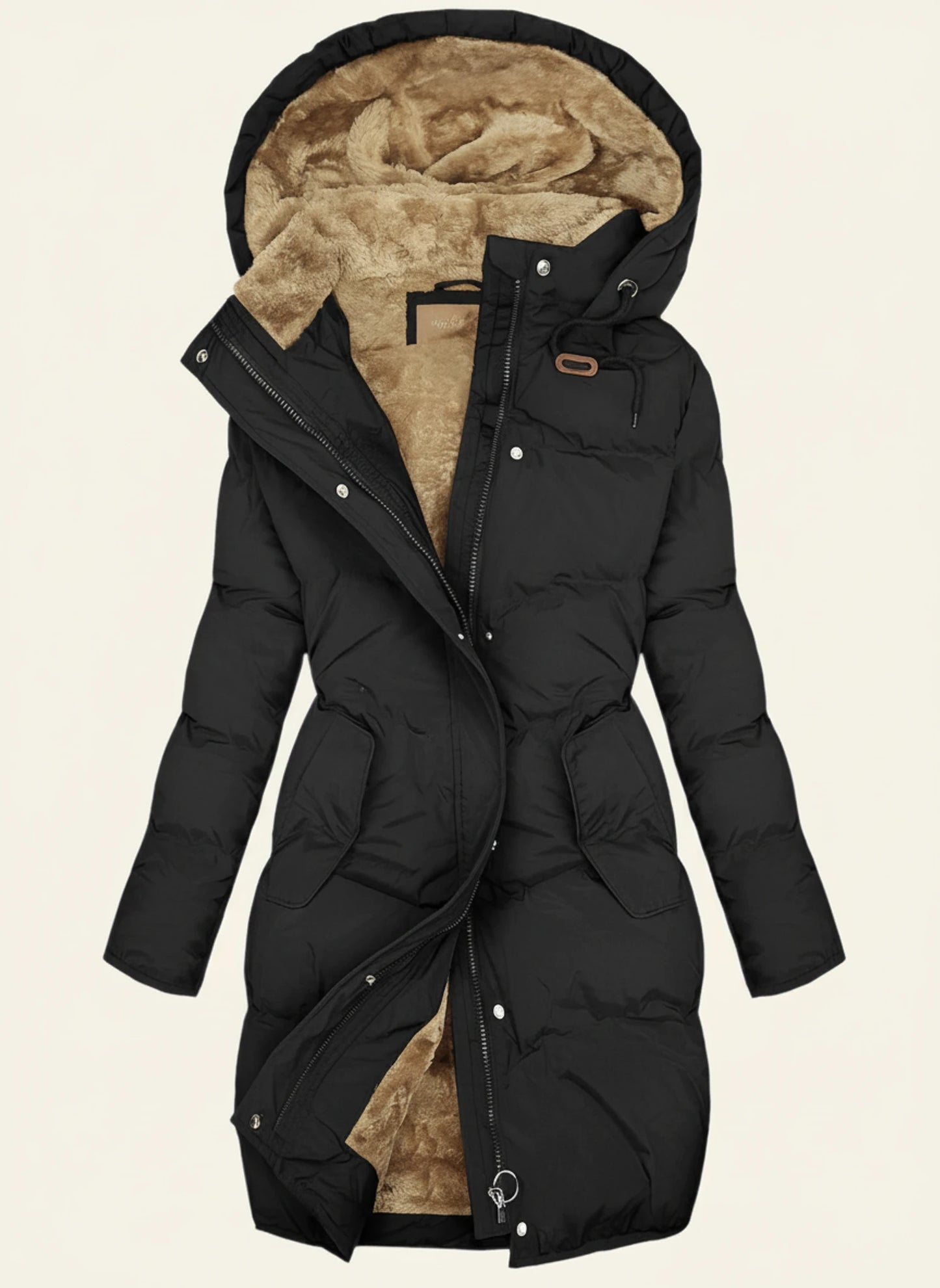 Hooded Puffer Longline Jacket for Women