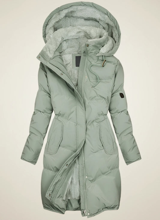 Hooded Puffer Longline Jacket for Women