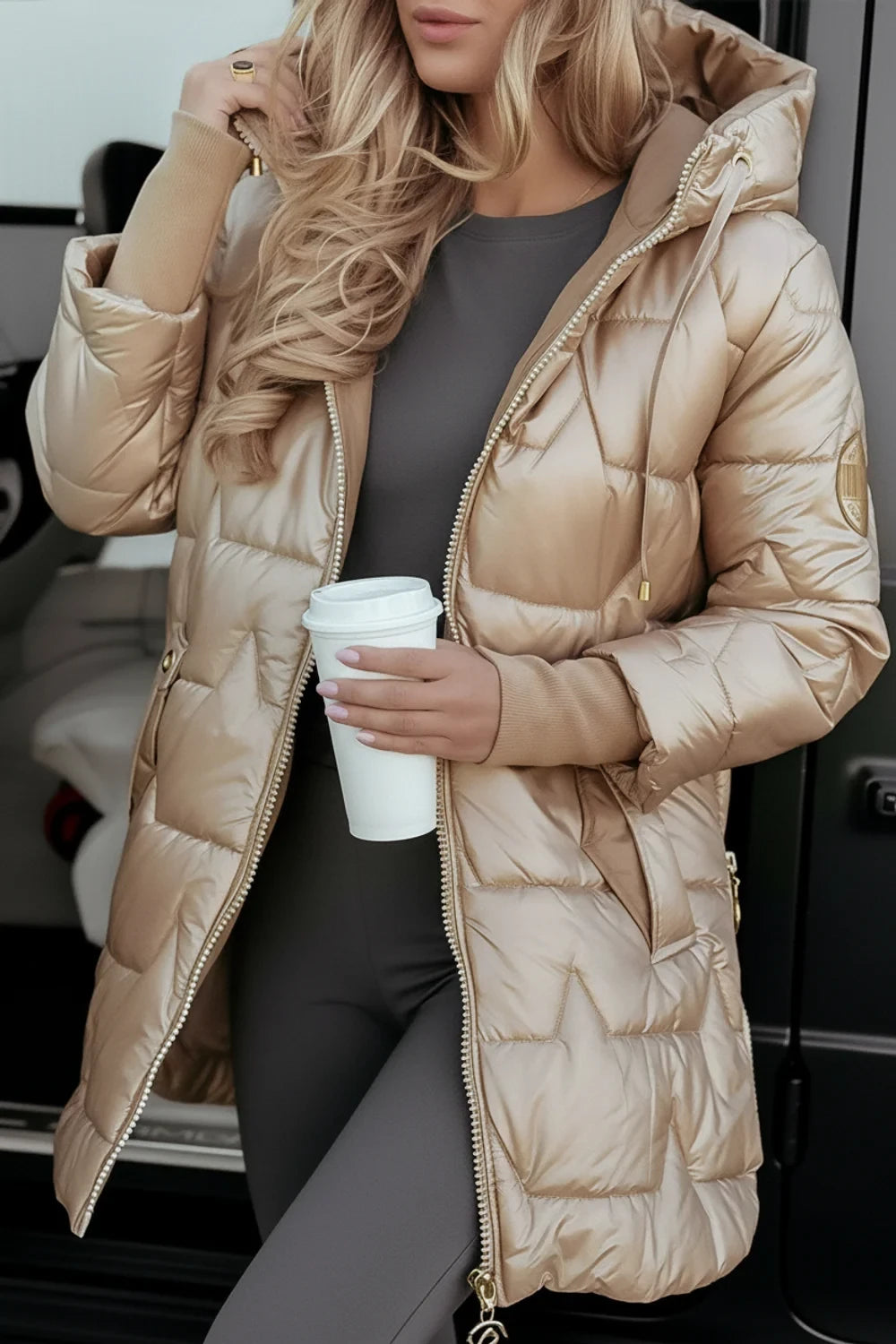 Hooded Quilted Jacket for Women AI replaced image