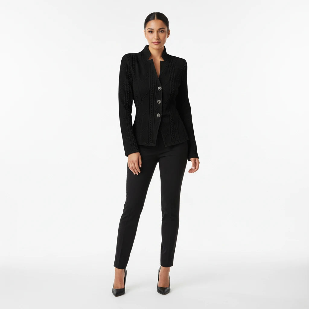 Fitted Button-Front Blazer for Women