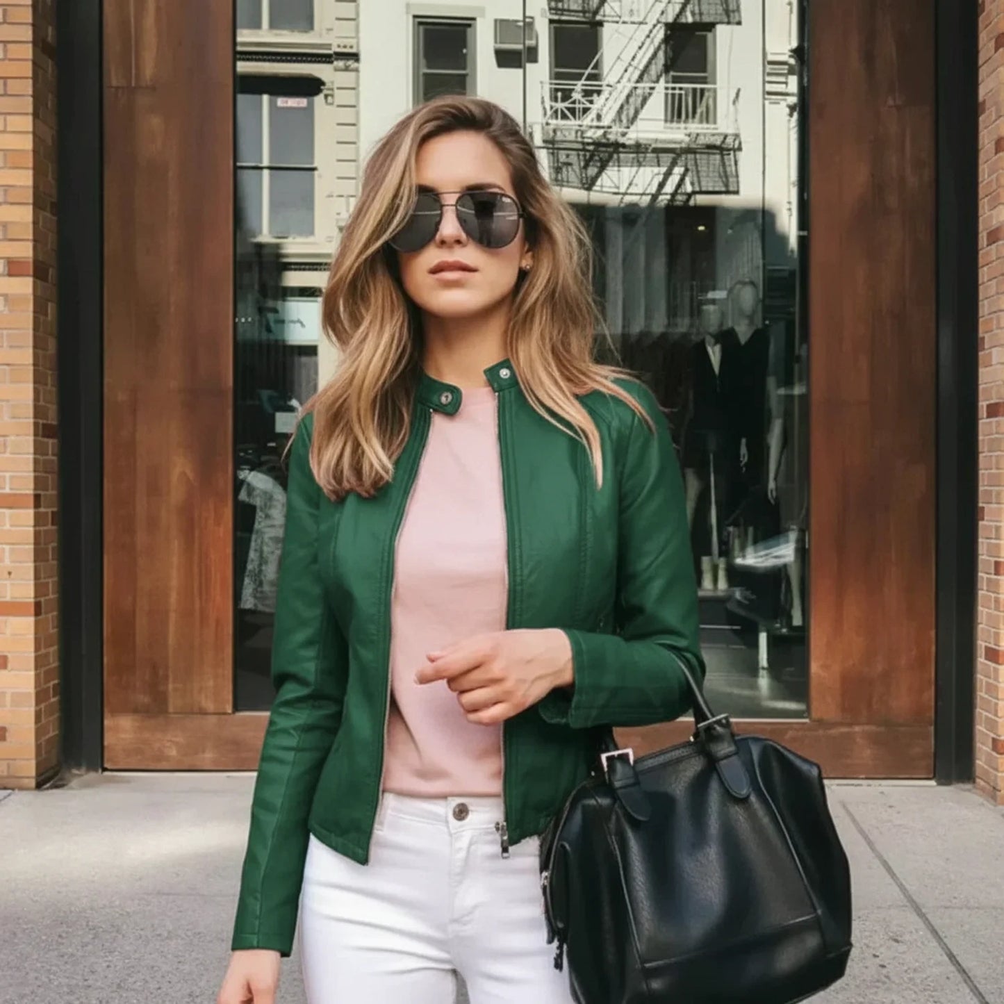 Leather Jacket for Women AI replaced image