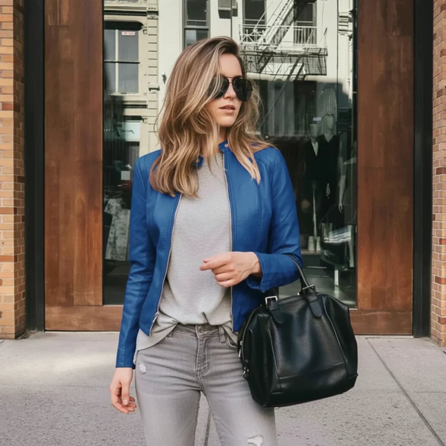 Leather Jacket for Women AI replaced image