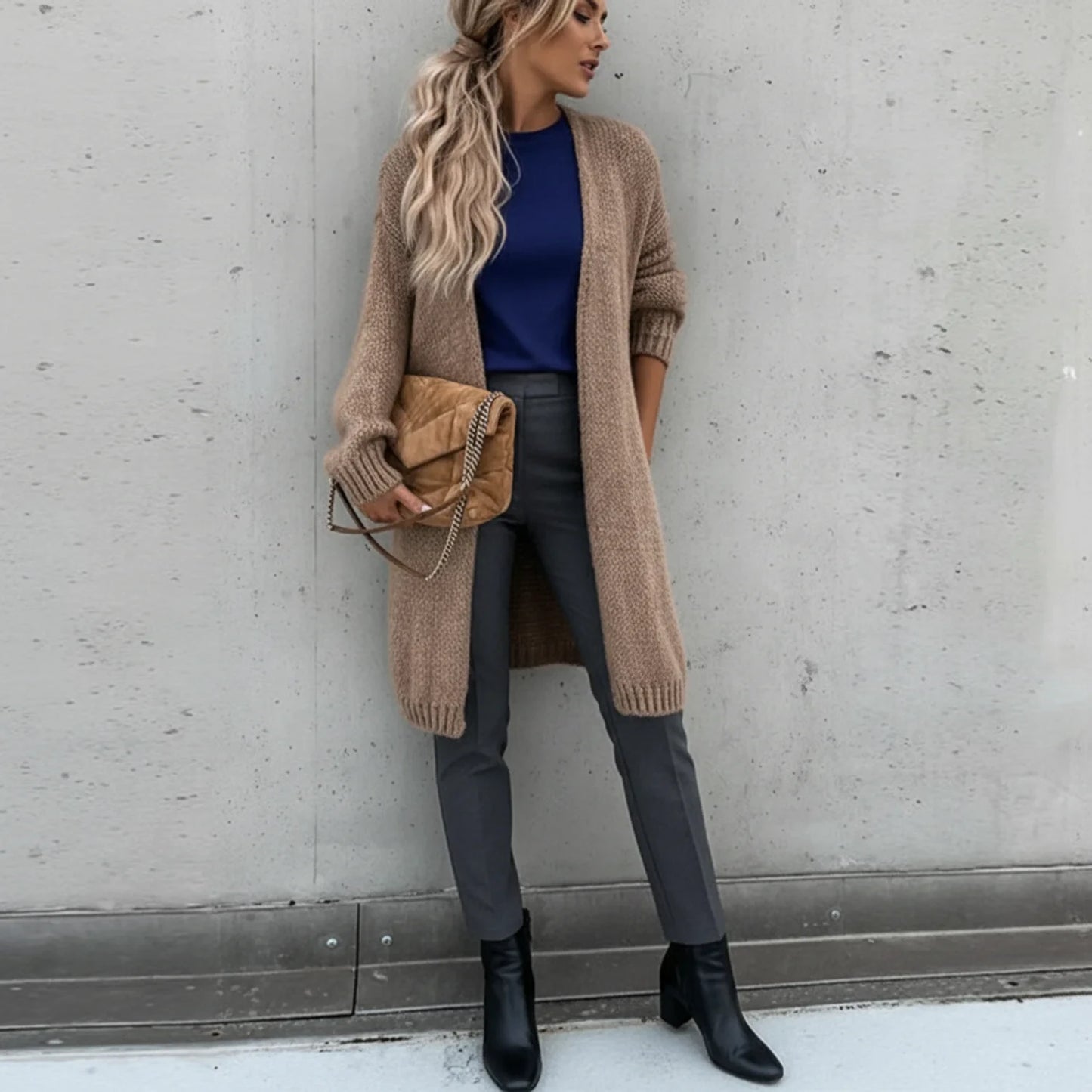 Long Knit Cardigan for Women AI replaced image