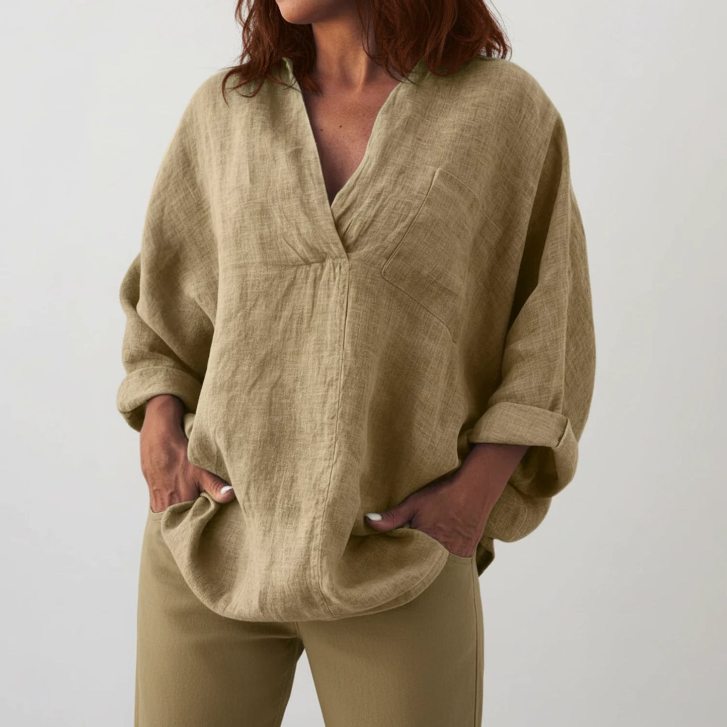 Long Sleeve V-Neck Blouse for Women