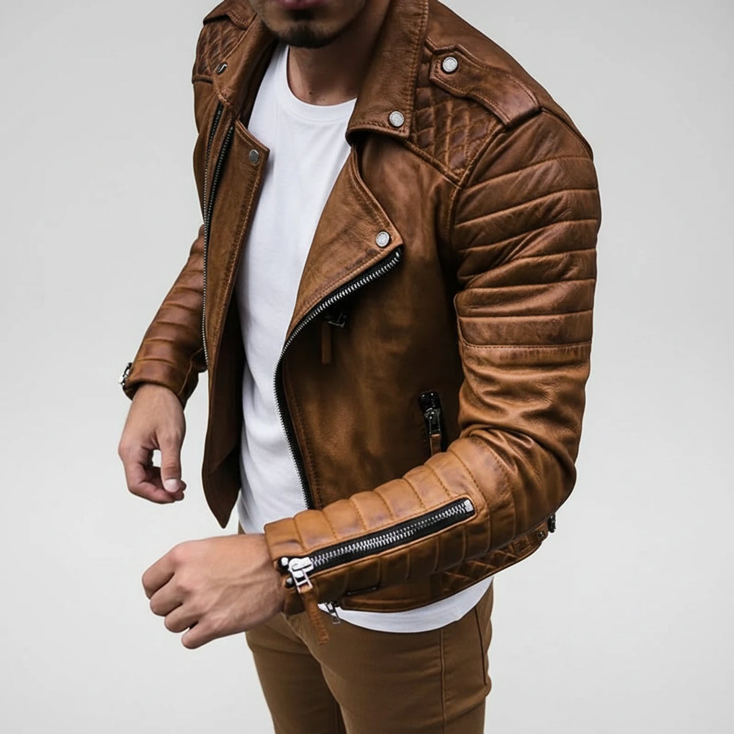Quilted Biker Jacket for Men