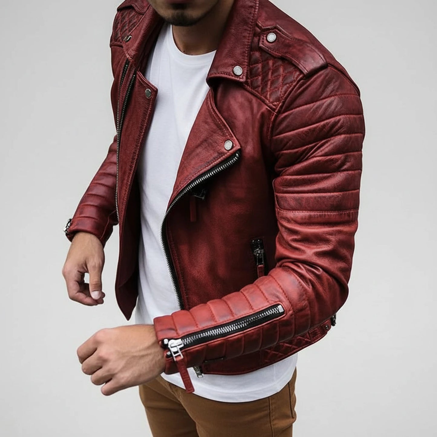 Quilted Biker Jacket for Men