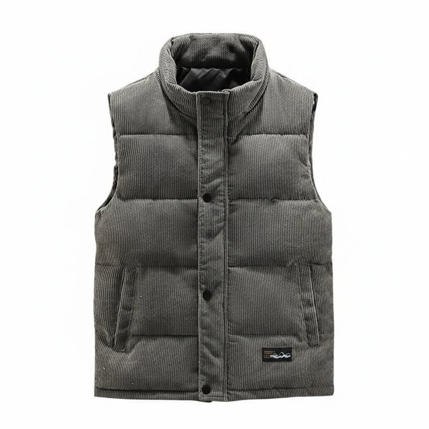 Button Front Puffer Vest for Men