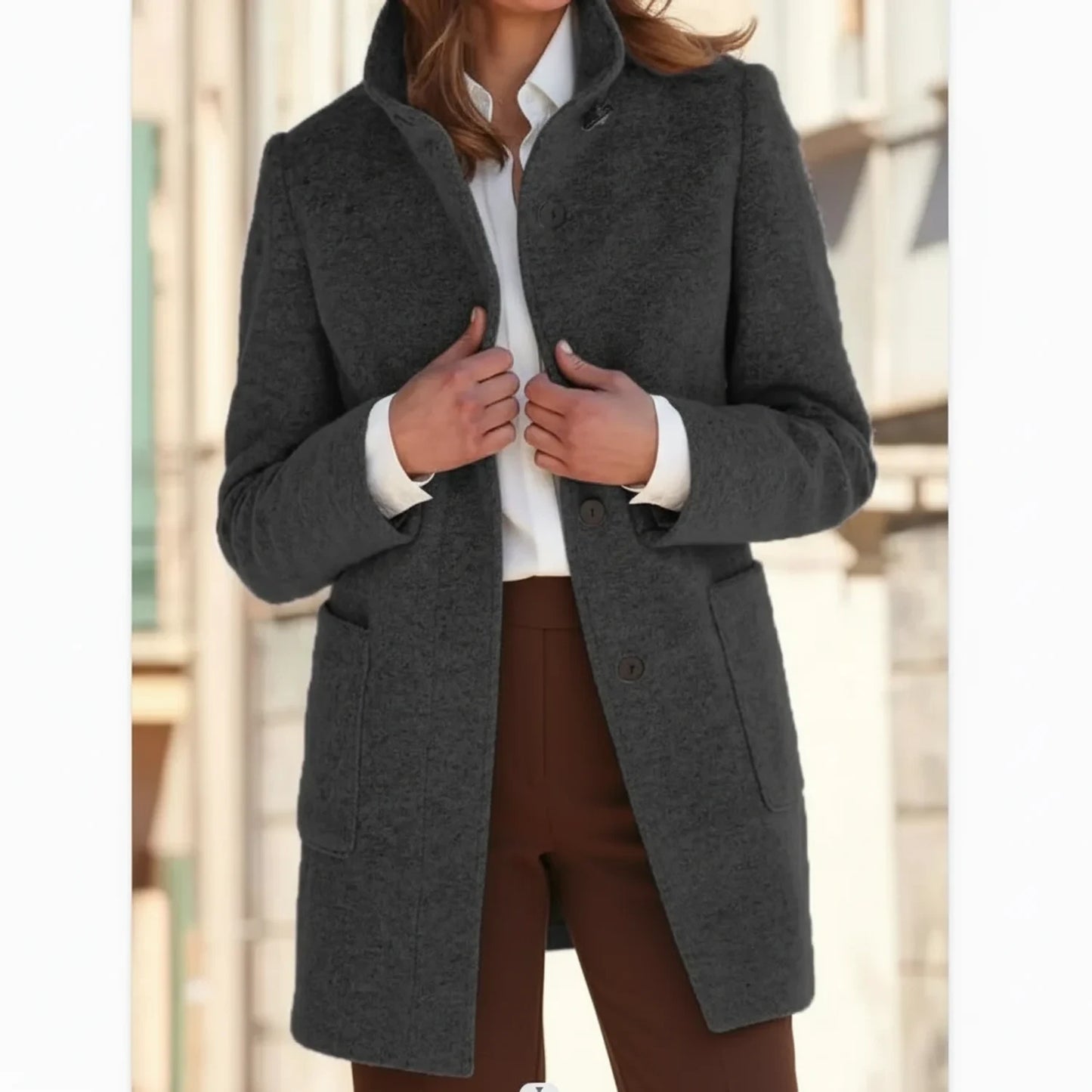 Mid-Length Fall Winter Coat for Women AI replaced image