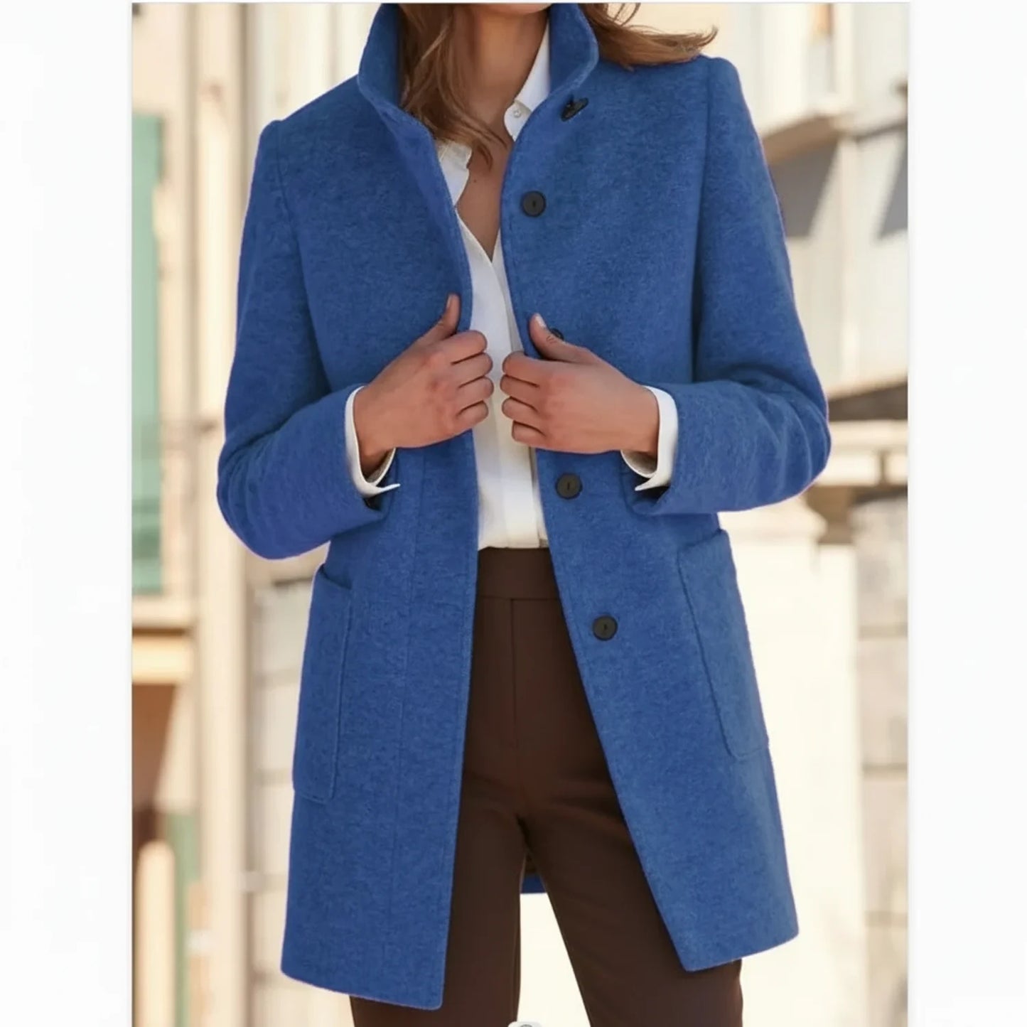 Mid-Length Fall Winter Coat for Women AI replaced image