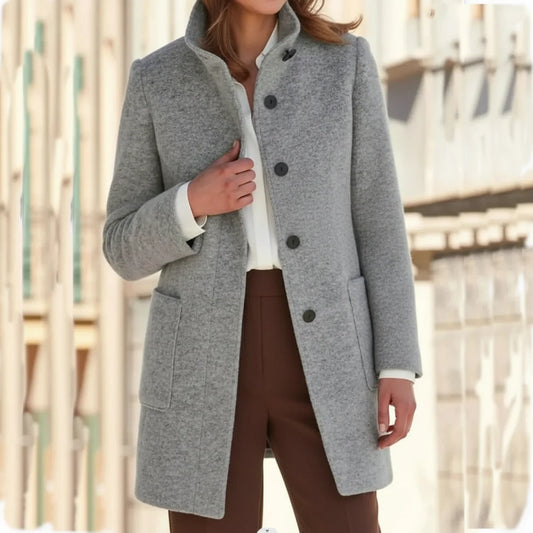 Mid-Length Fall Winter Coat for Women AI replaced image