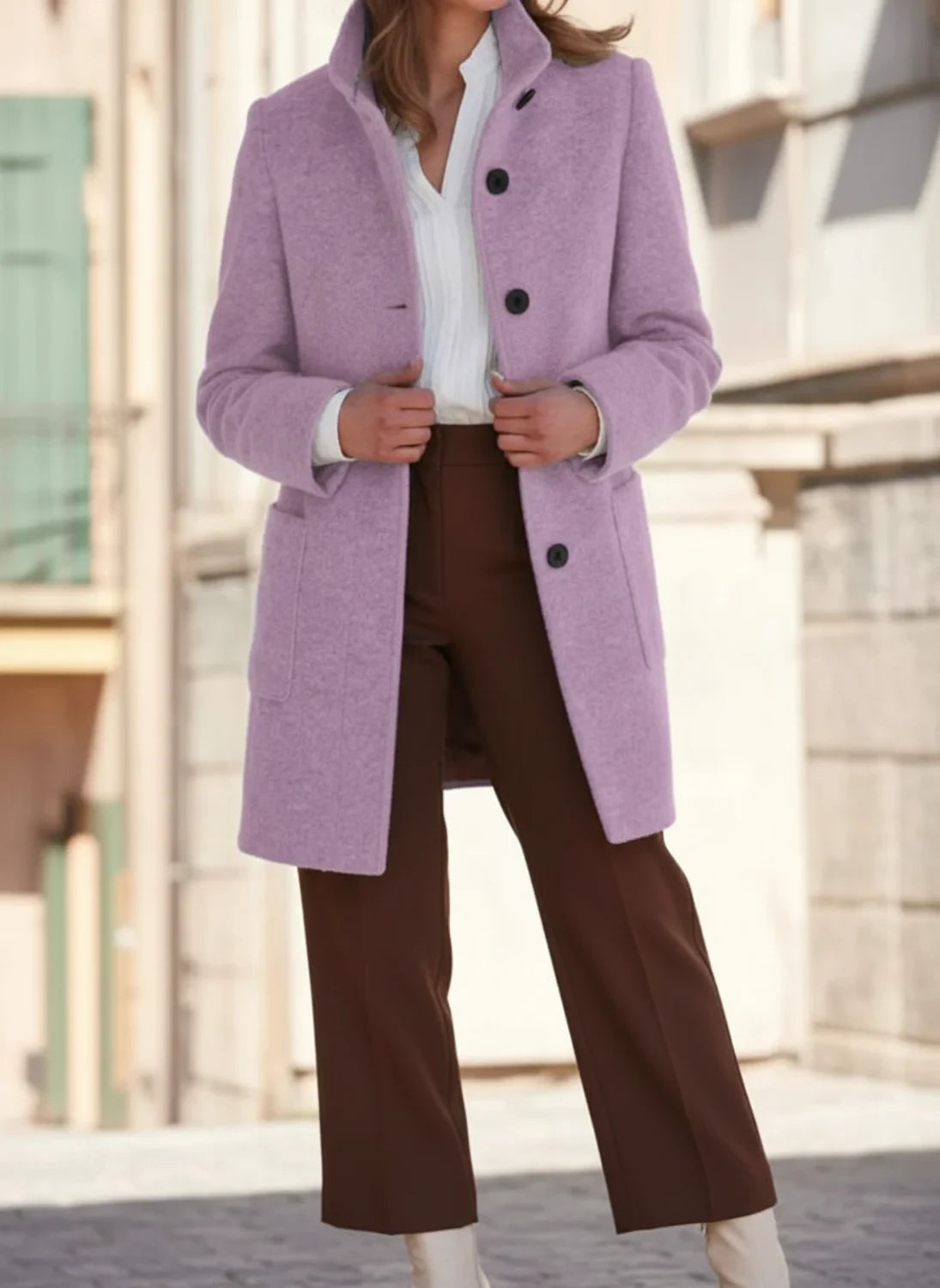 Mid-Length Fall Winter Coat for Women AI replaced image