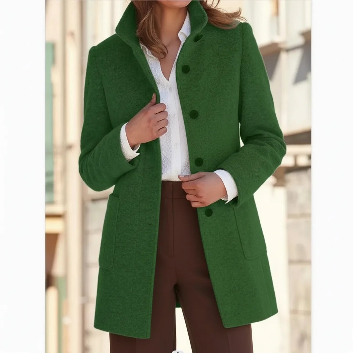 Mid-Length Fall Winter Coat for Women AI replaced image