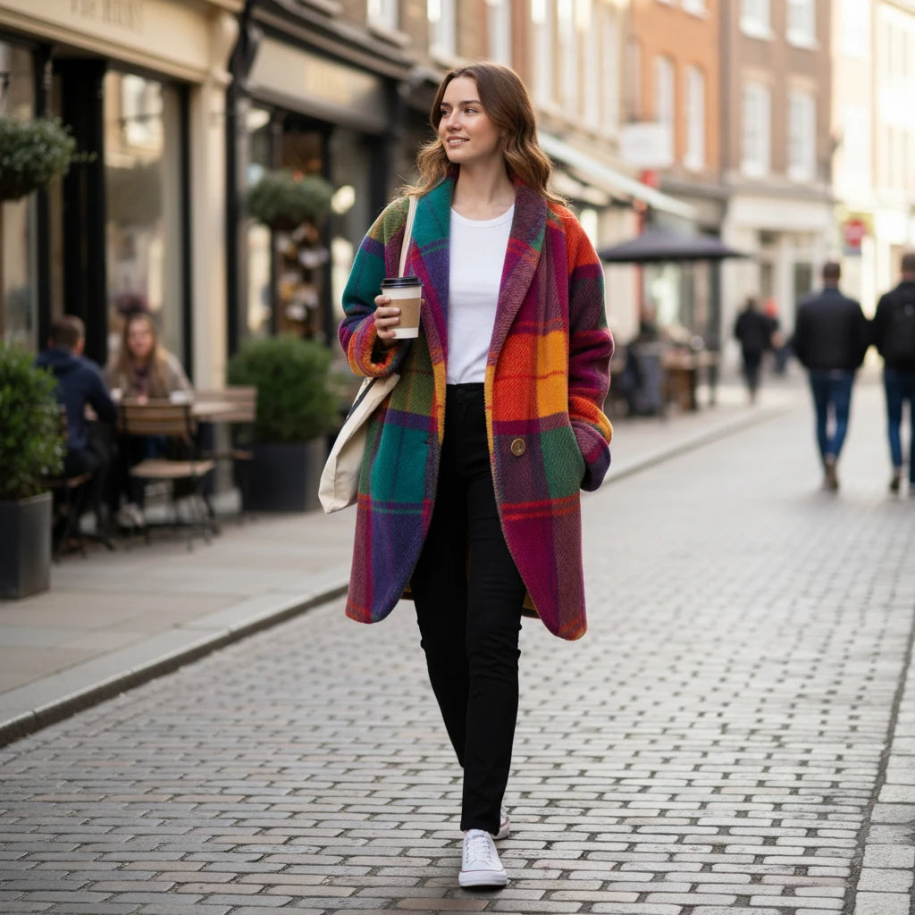 Oversized Plaid Jacket for Women