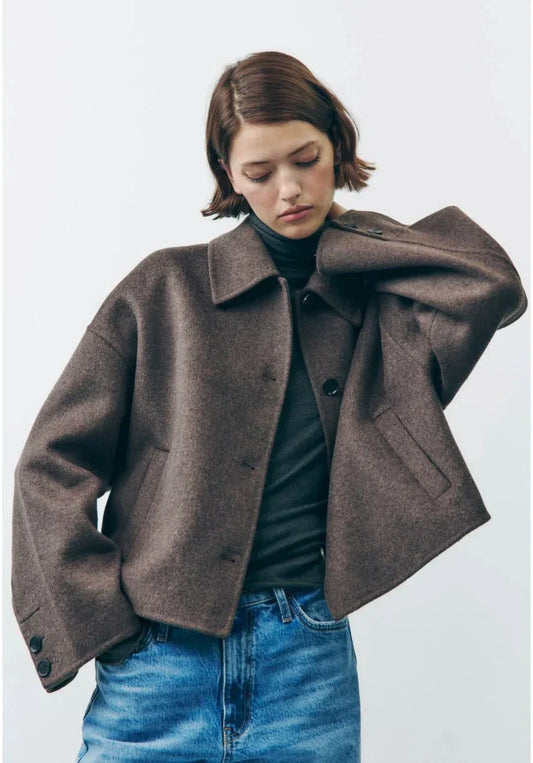 Cropped Collared Coat for Women - Image 1