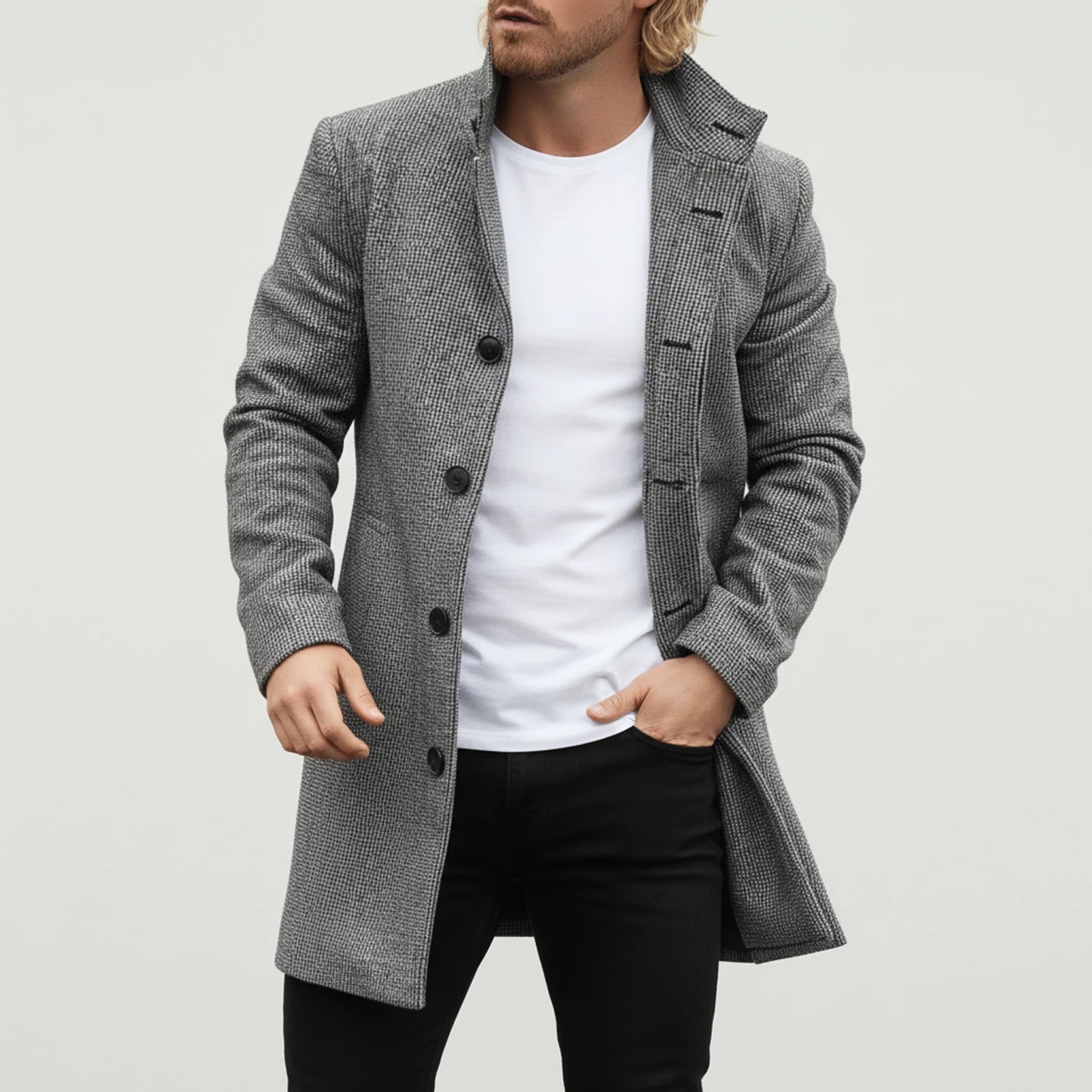 Notch Lapel Overcoat for Men