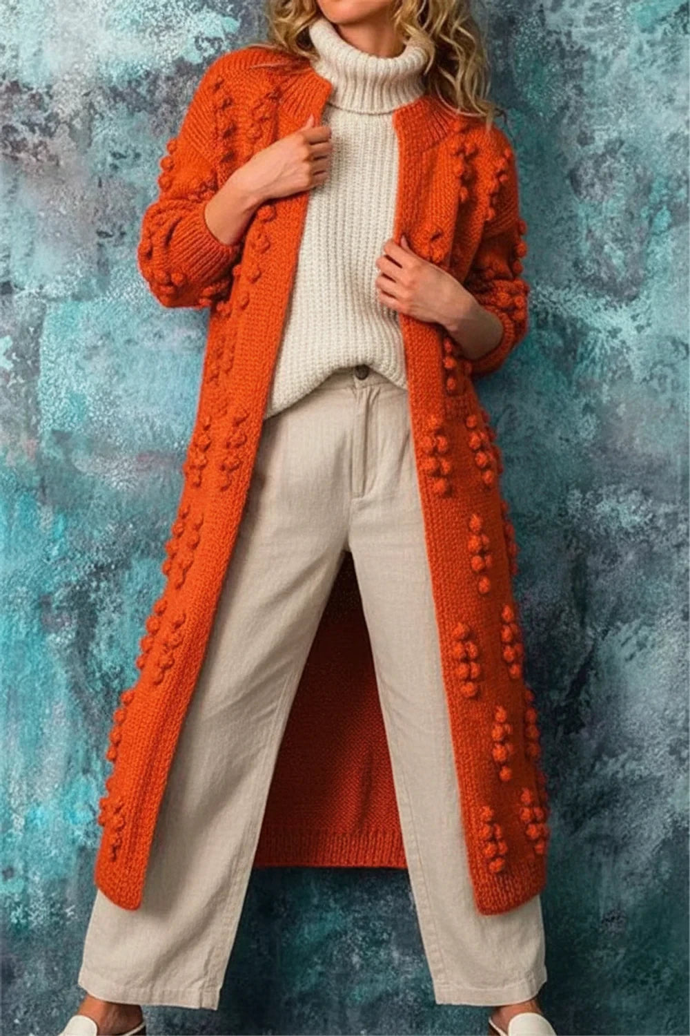 Open Front Long Cardigan for Women AI replaced image