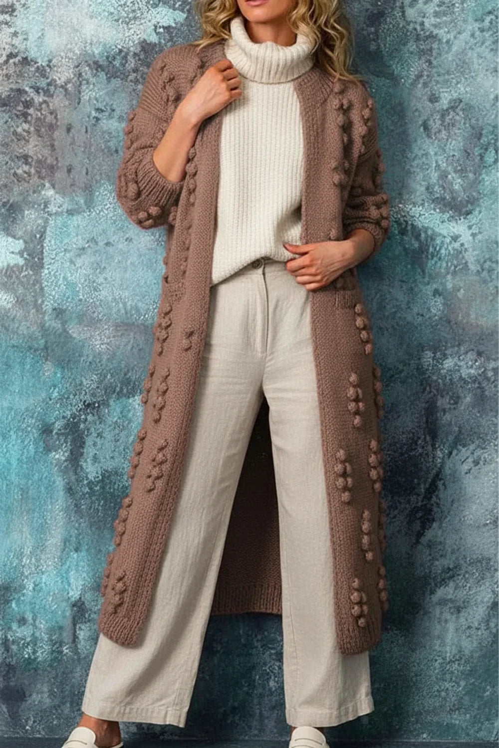 Open Front Long Cardigan for Women AI replaced image