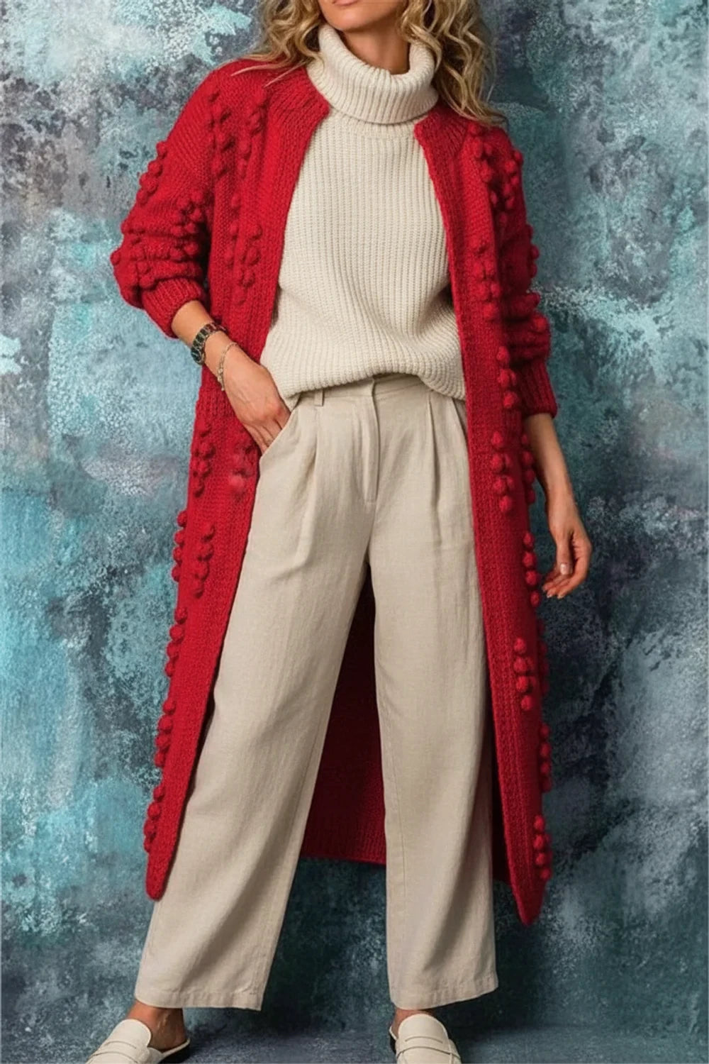 Open Front Long Cardigan for Women AI replaced image