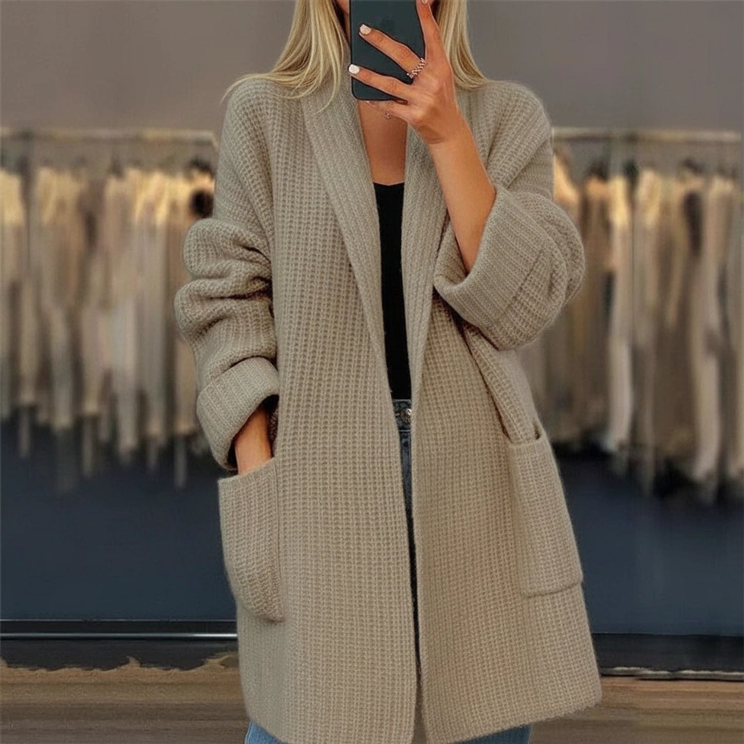 Open Front Oversized Cardigan for Women