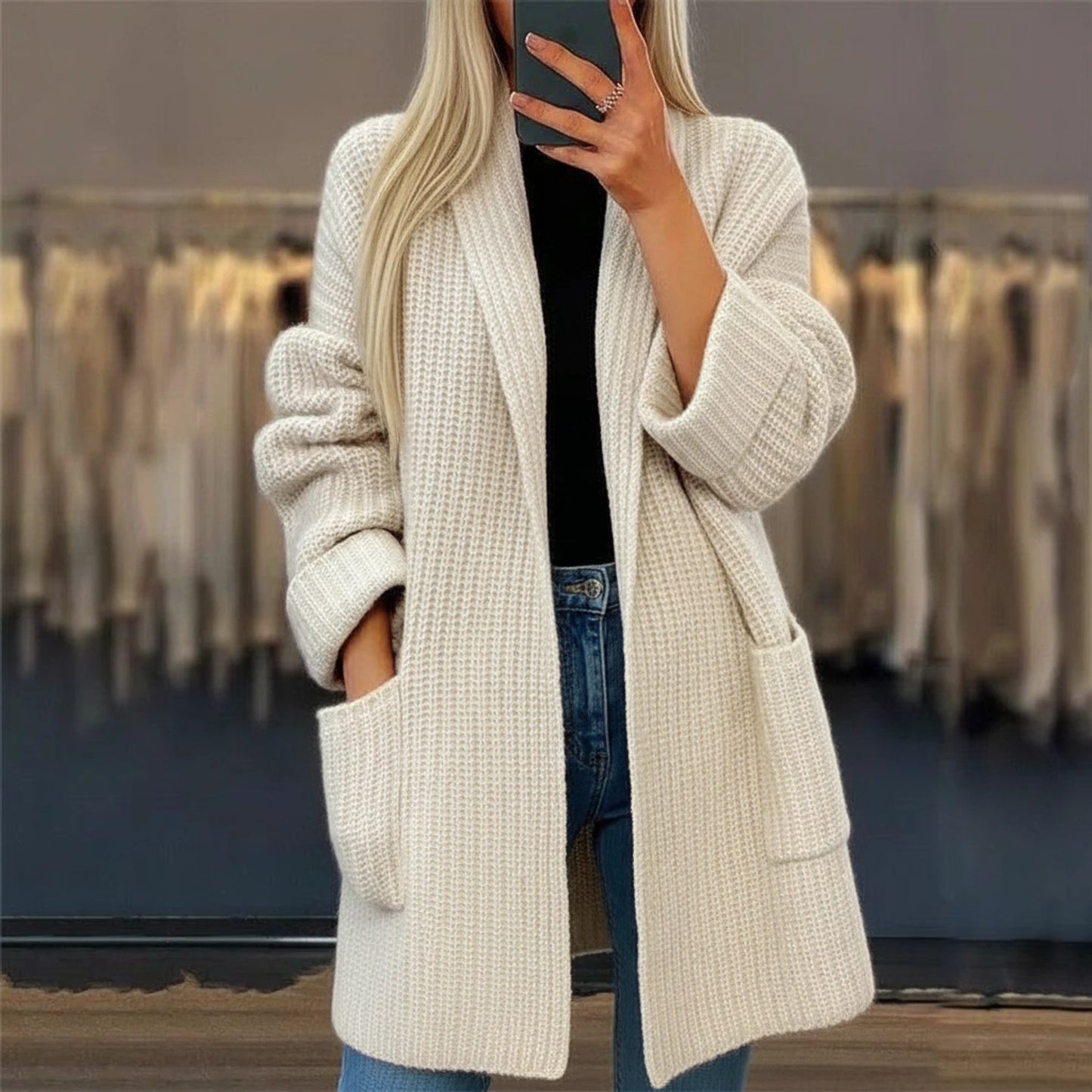 Open Front Oversized Cardigan for Women