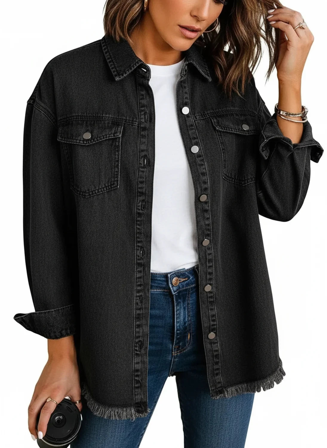 Oversized Shirt Jacket for Women AI replaced image