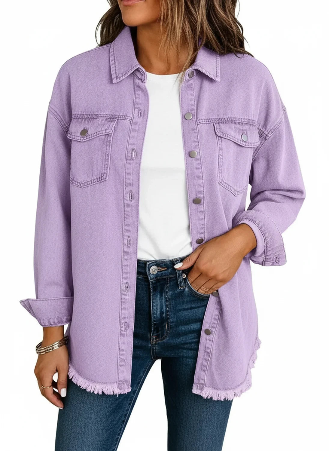 Oversized Shirt Jacket for Women AI replaced image