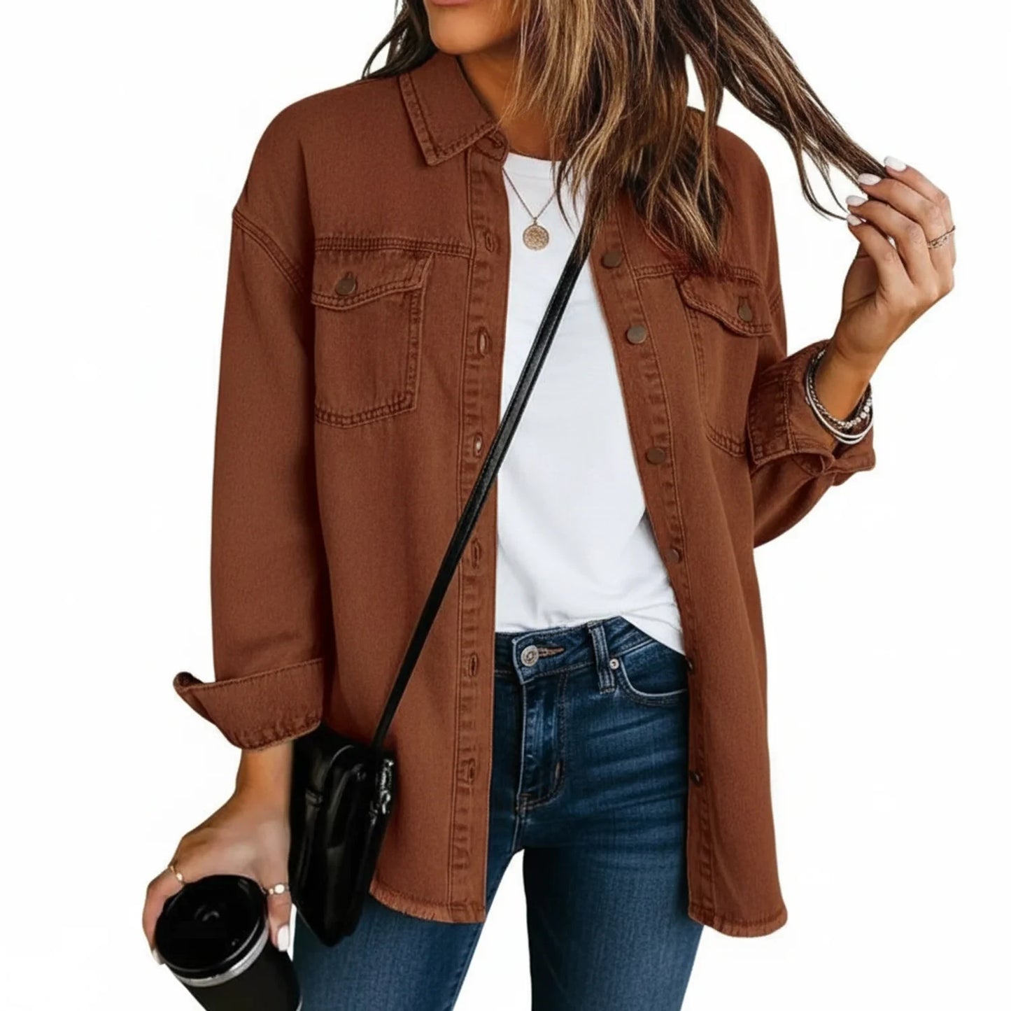 Oversized Shirt Jacket for Women AI replaced image