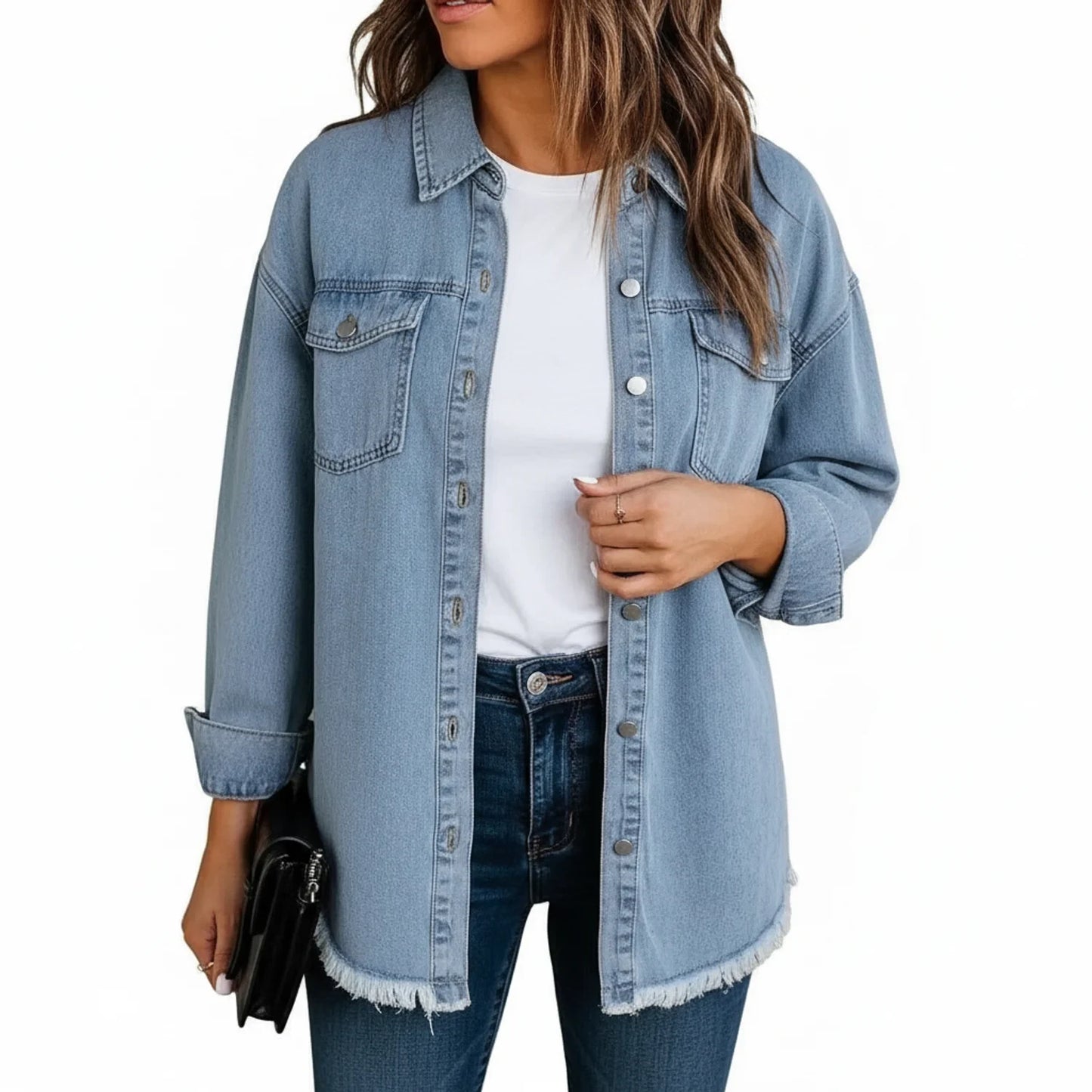 Oversized Shirt Jacket for Women AI replaced image
