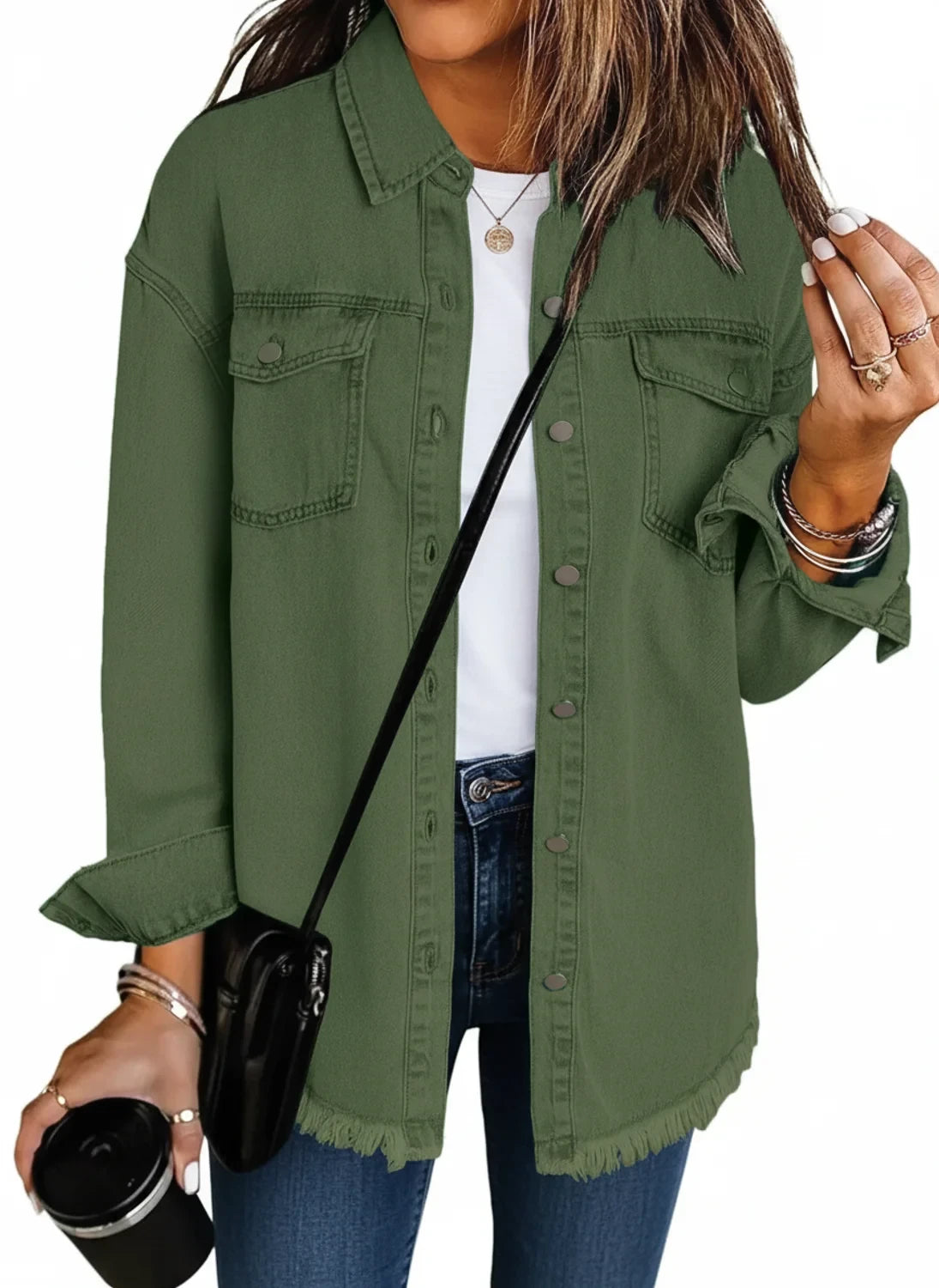 Oversized Shirt Jacket for Women AI replaced image