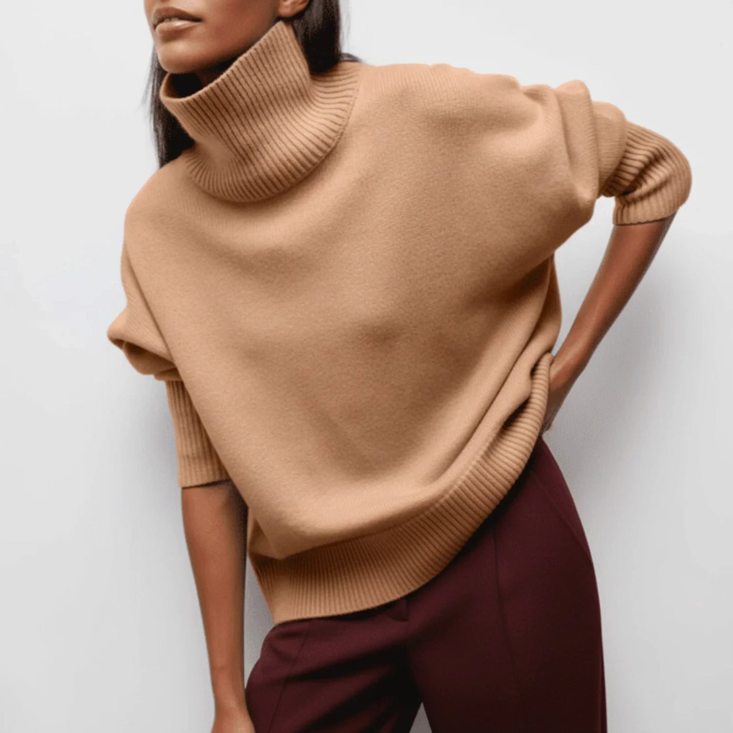 Oversized Turtleneck Sweater for Women AI replaced image