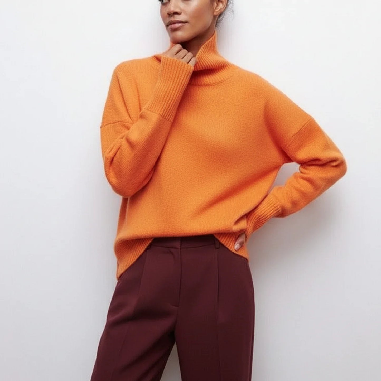 Oversized Turtleneck Sweater for Women AI replaced image