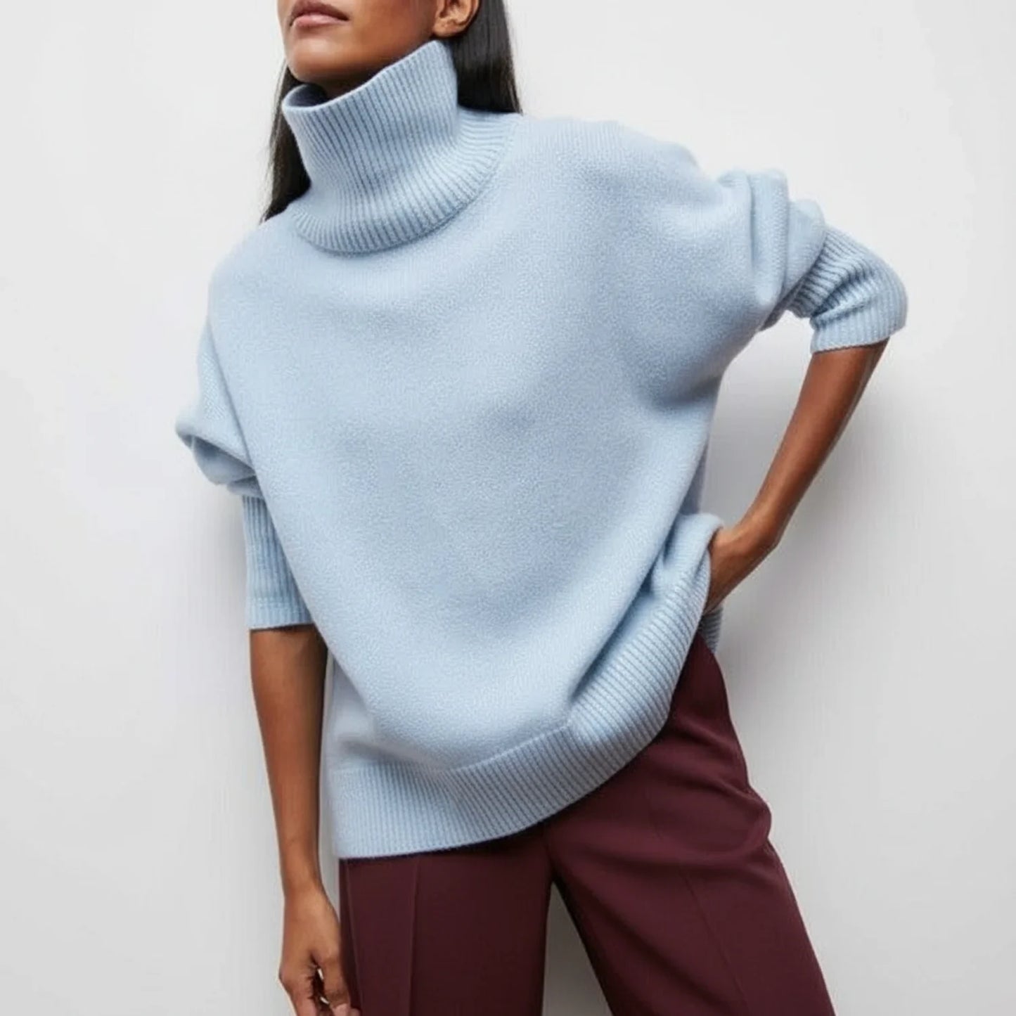 Oversized Turtleneck Sweater for Women AI replaced image