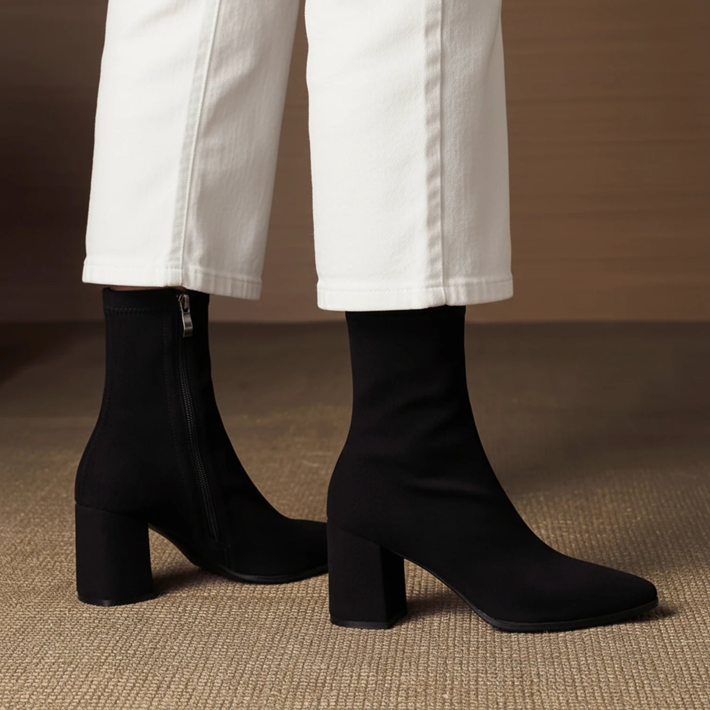 Pointed Toe Suede Style Ankle Boots for Women