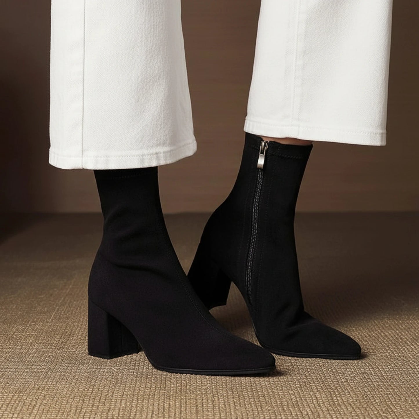 Pointed Toe Suede Style Ankle Boots for Women