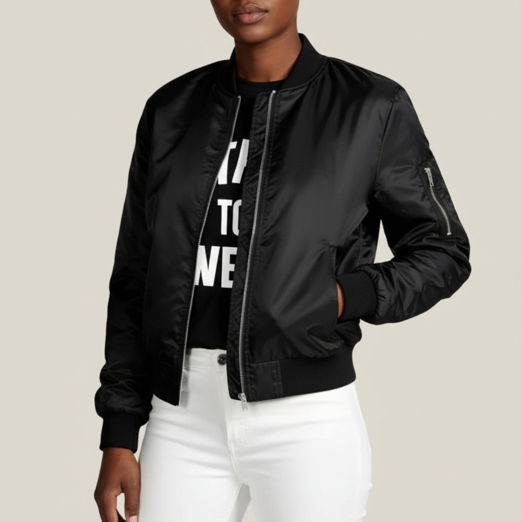 Zip-Up Bomber Jacket for Women 
