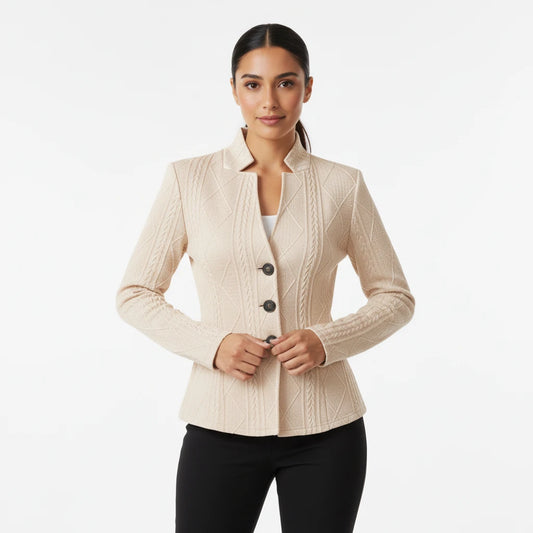 Fitted Button-Front Blazer for Women
