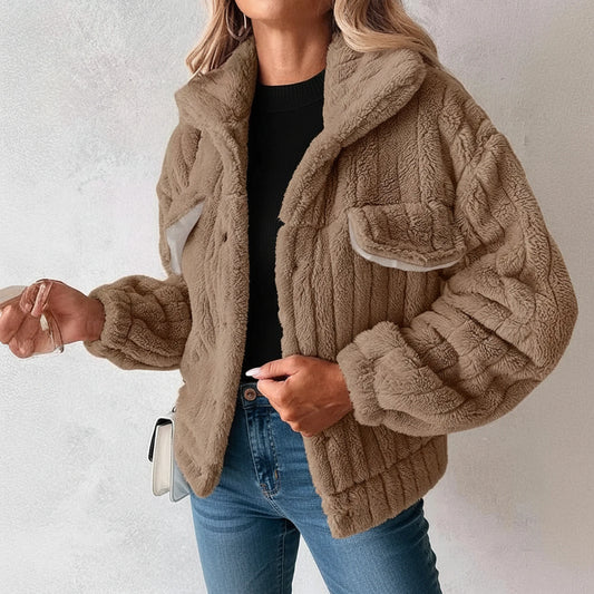Relaxed Fit Sherpa Winter Jacket for Women