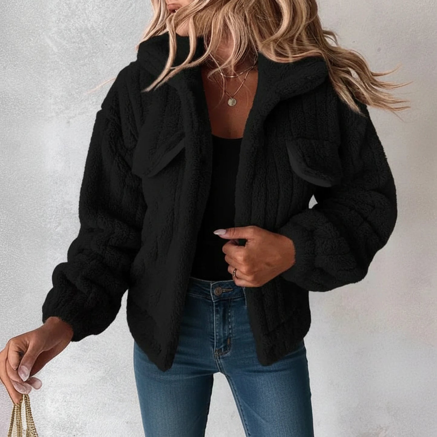 Relaxed Fit Sherpa Winter Jacket for Women
