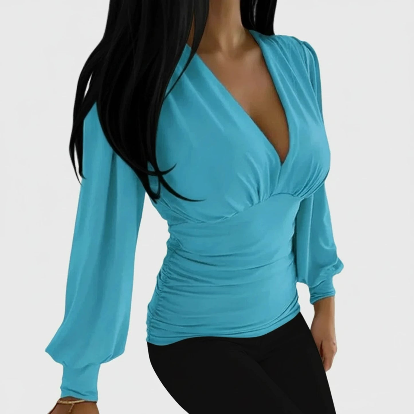 Ruched Long Sleeve Blouse for Women