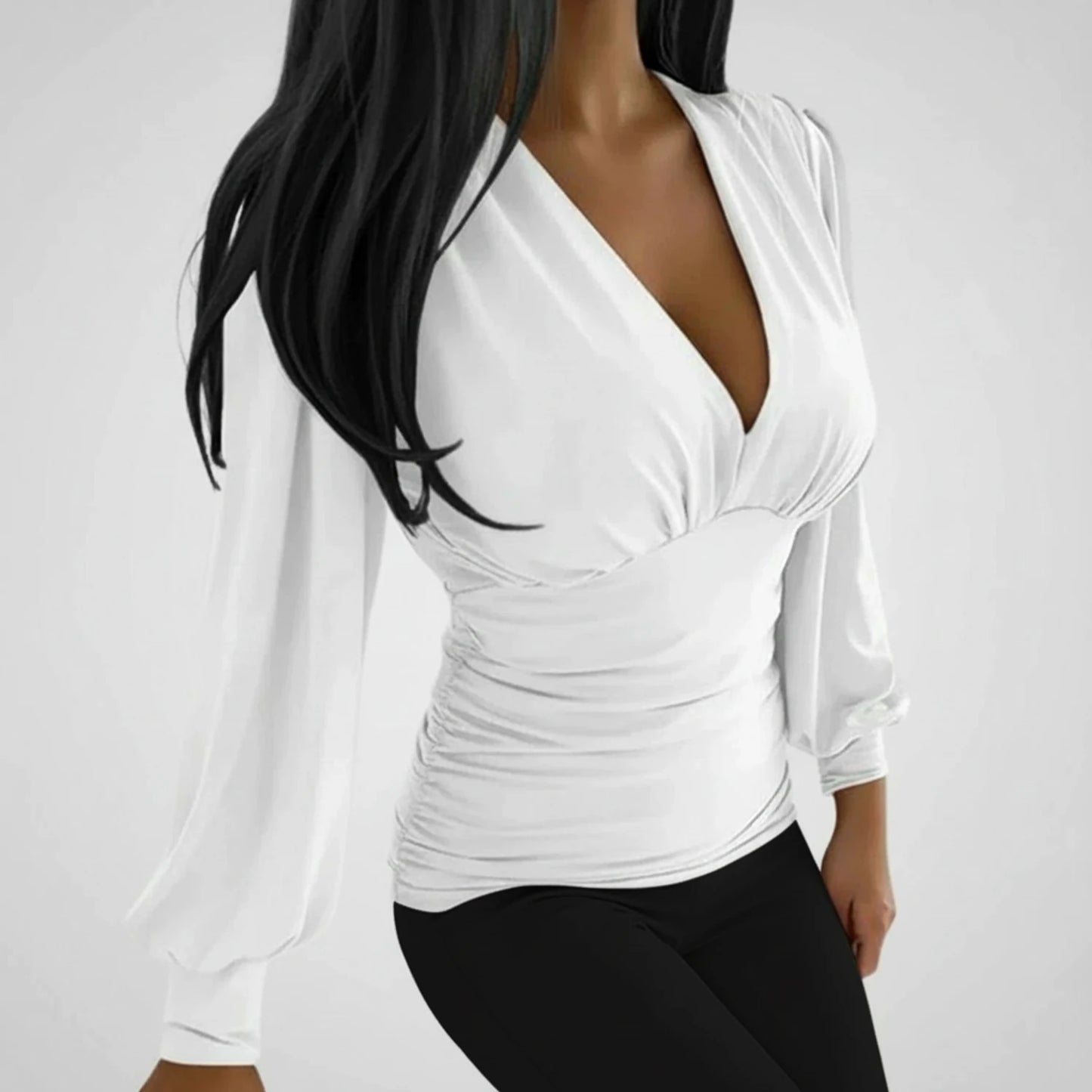 Ruched Long Sleeve Blouse for Women