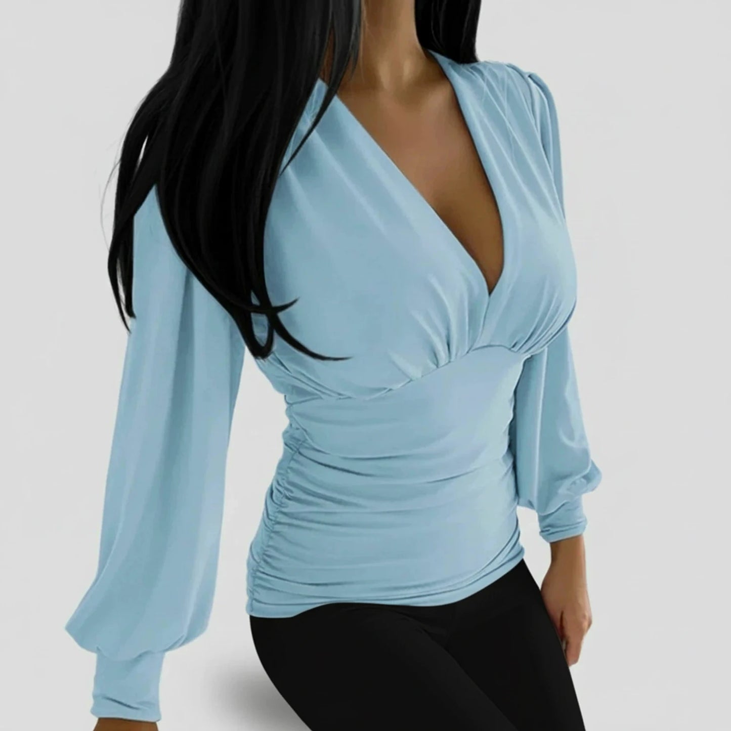 Ruched Long Sleeve Blouse for Women