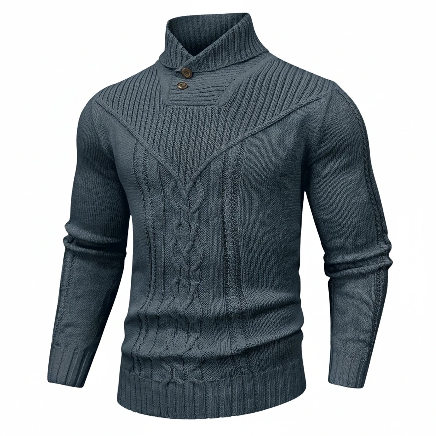 Shawl Collar Cable Knit Sweater for Men