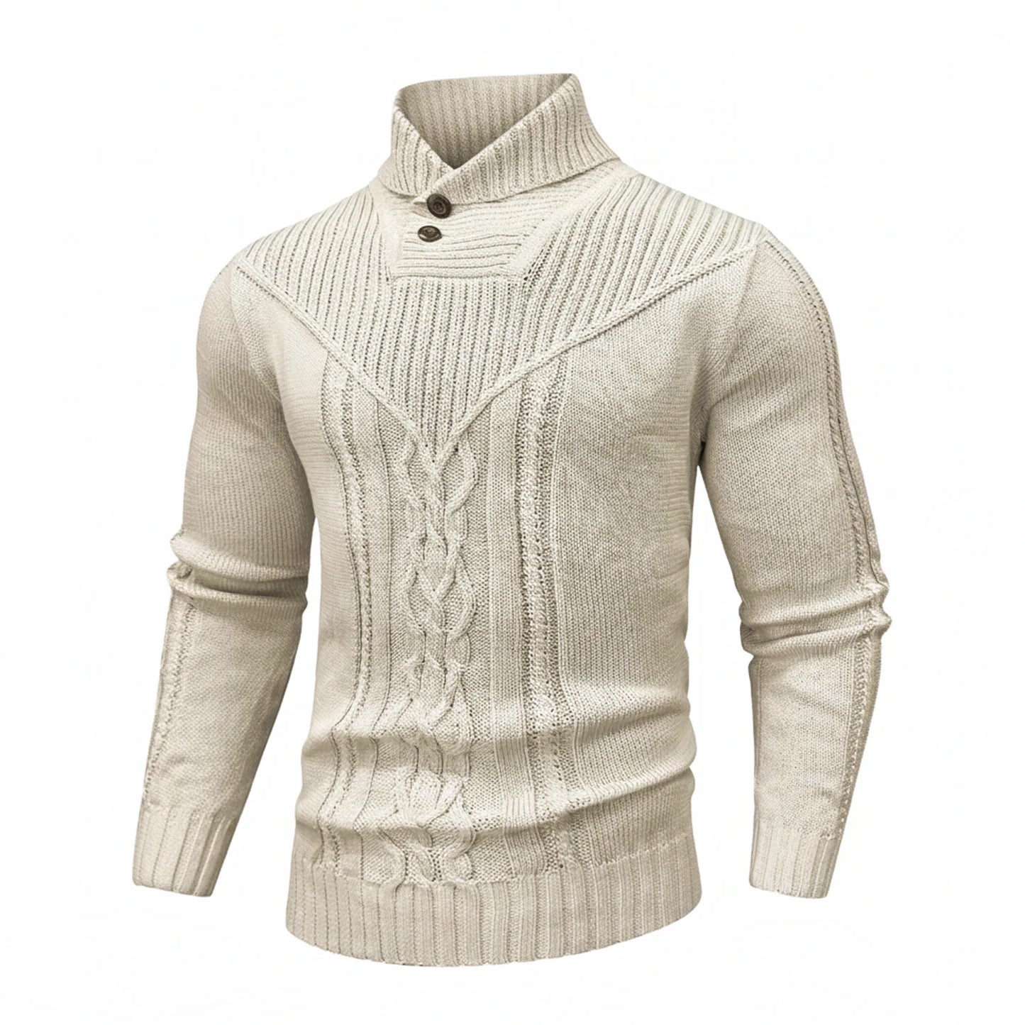 Shawl Collar Cable Knit Sweater for Men