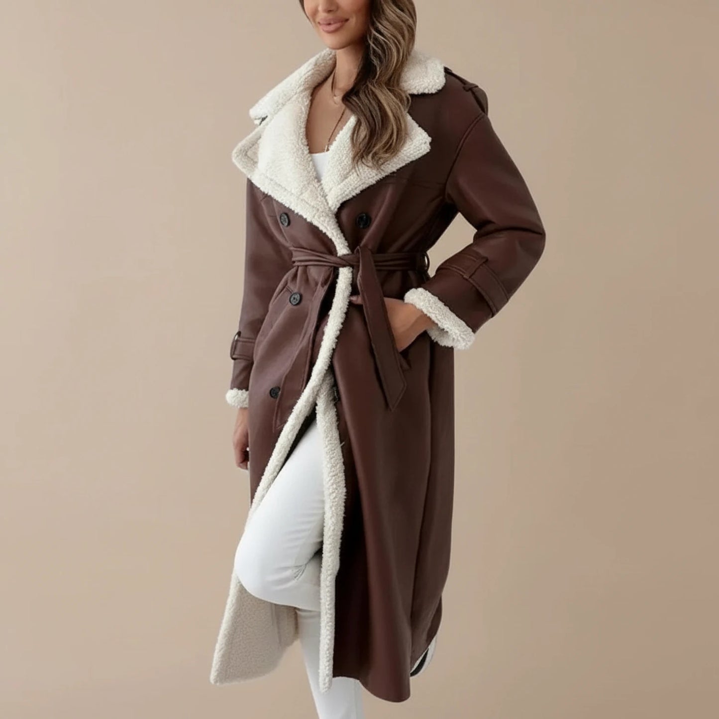Sherpa Lined Trench Coat for Women