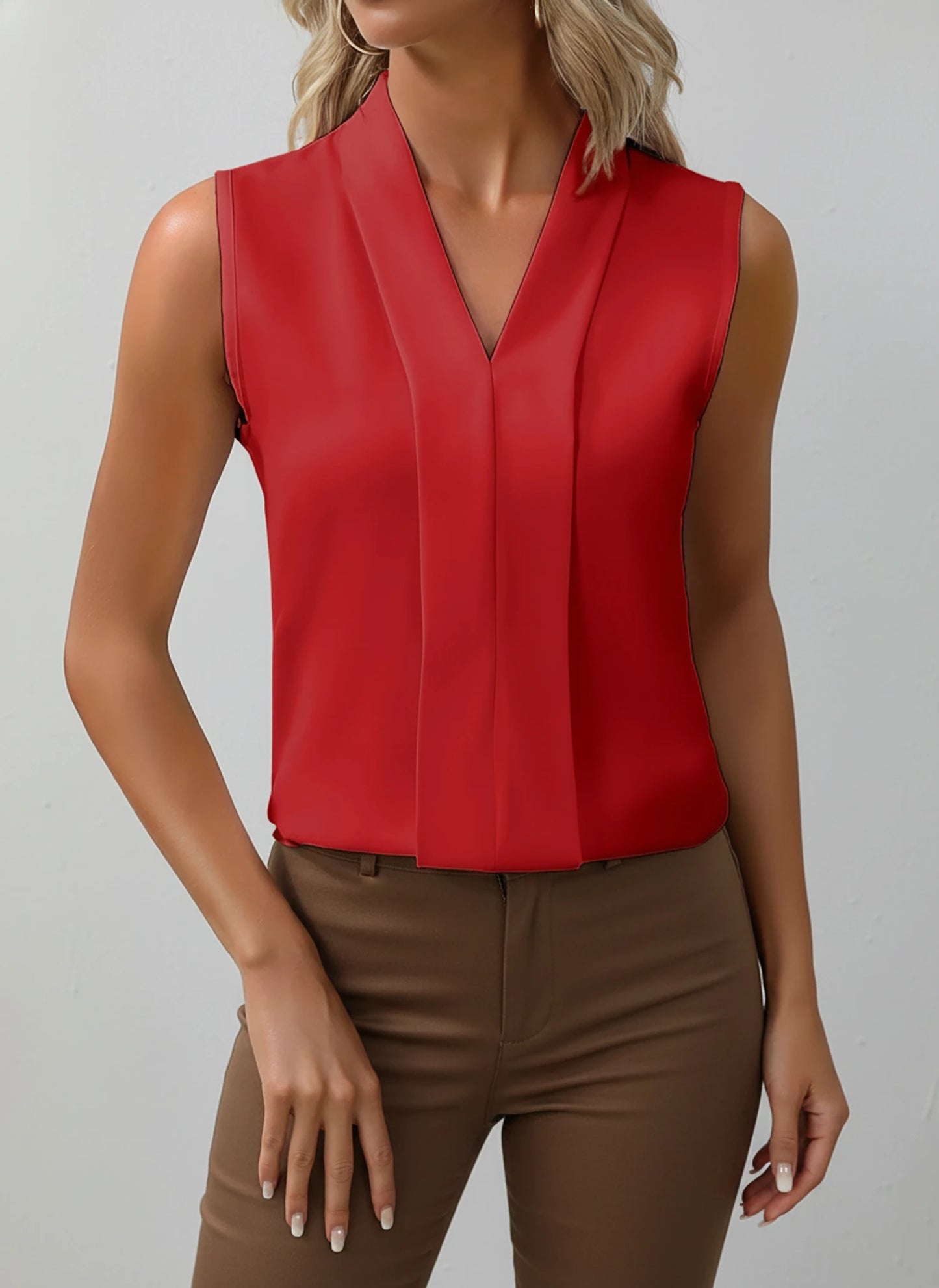 Sleeveless V-Neck Blouse for Women