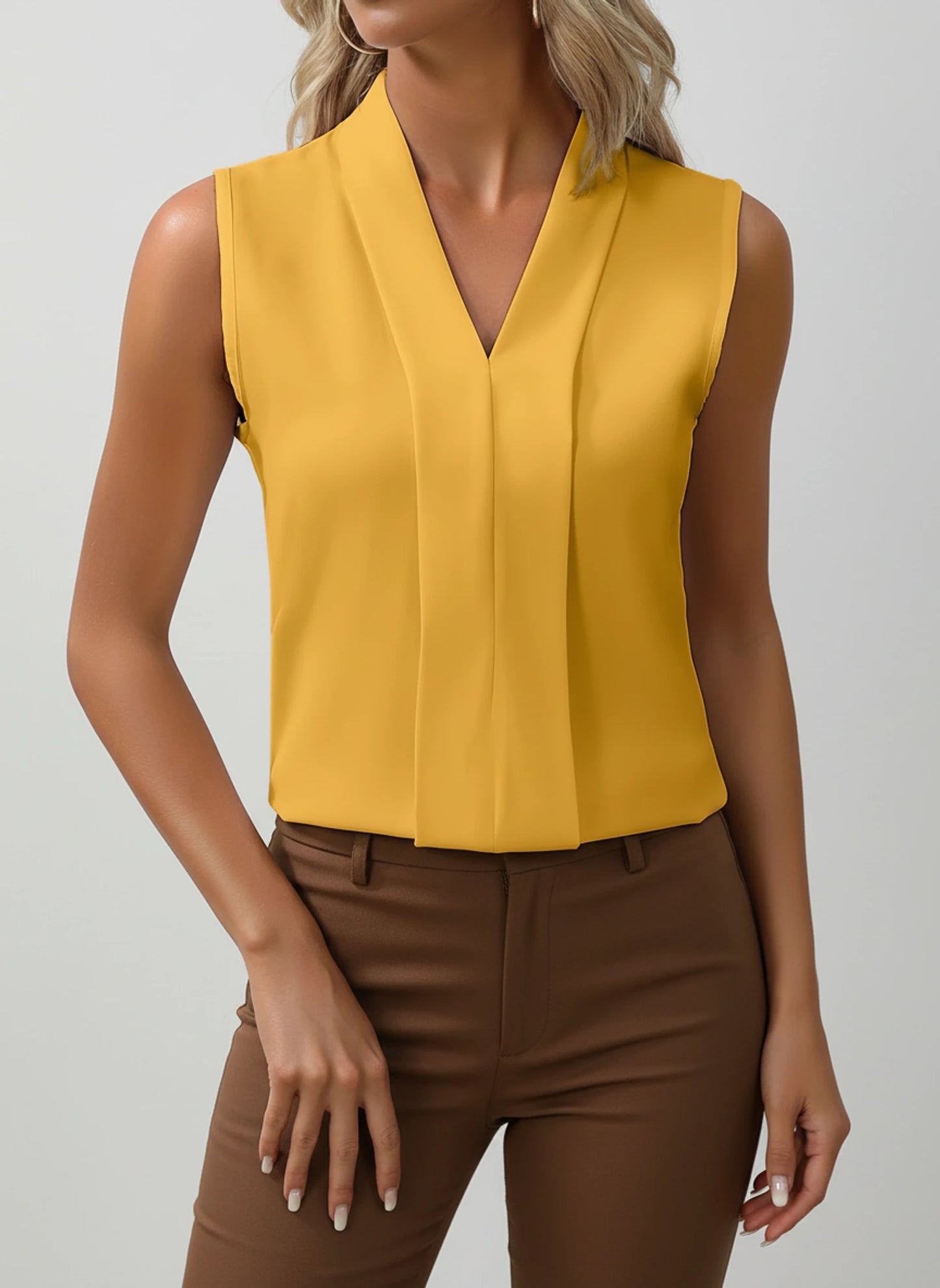 Sleeveless V-Neck Blouse for Women
